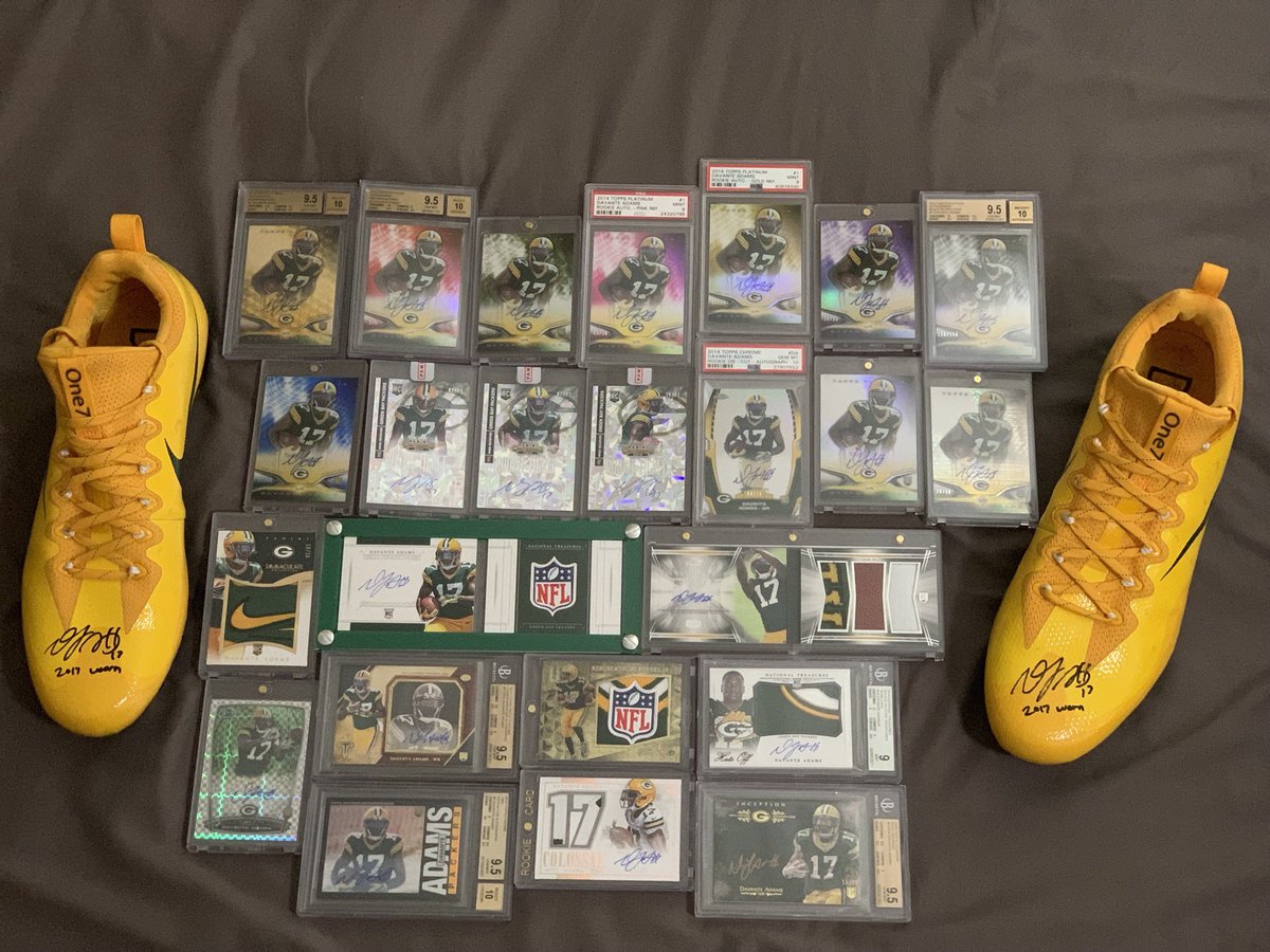 AndyFritz4's tweet photo. Wanted to show off my @tae15adams collection! Always looking to add more. Cannot wait to watch him ball out again! #Top5WR #One7 https://t.co/m59LjrYwpd
