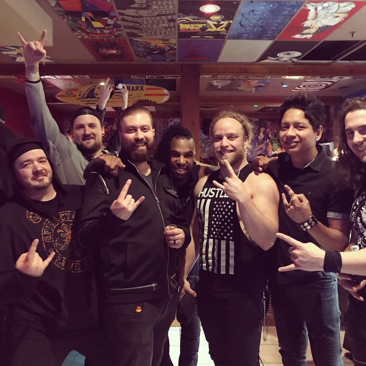 TONIGHT: catch us and these cool dudes of <a href="/TheVeerUnion/">The Veer Union</a> at the Bourbon Theatre in Lincoln, NE! 
#neverwake #metal #music #rock #headbang #metalcore #emgpickups #schecterguitars #drstringsartist #splawnamplification #acproductions #mrrmusic #picoftheday #photooftheday