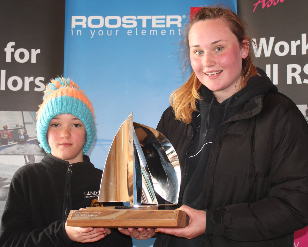 RutlandSailor's tweet photo. Passing on the torch.
Our former #RSFeva sailors came back specially, each taking out an #RSTera novice to crew in the @RSsailingInt Sprints at #RutlandSC. First time racing with spinnakers for the crews. #Teamwork and #coaching.
Harry &amp; Sian take the trophy. https://t.co/7bK6C3moEQ