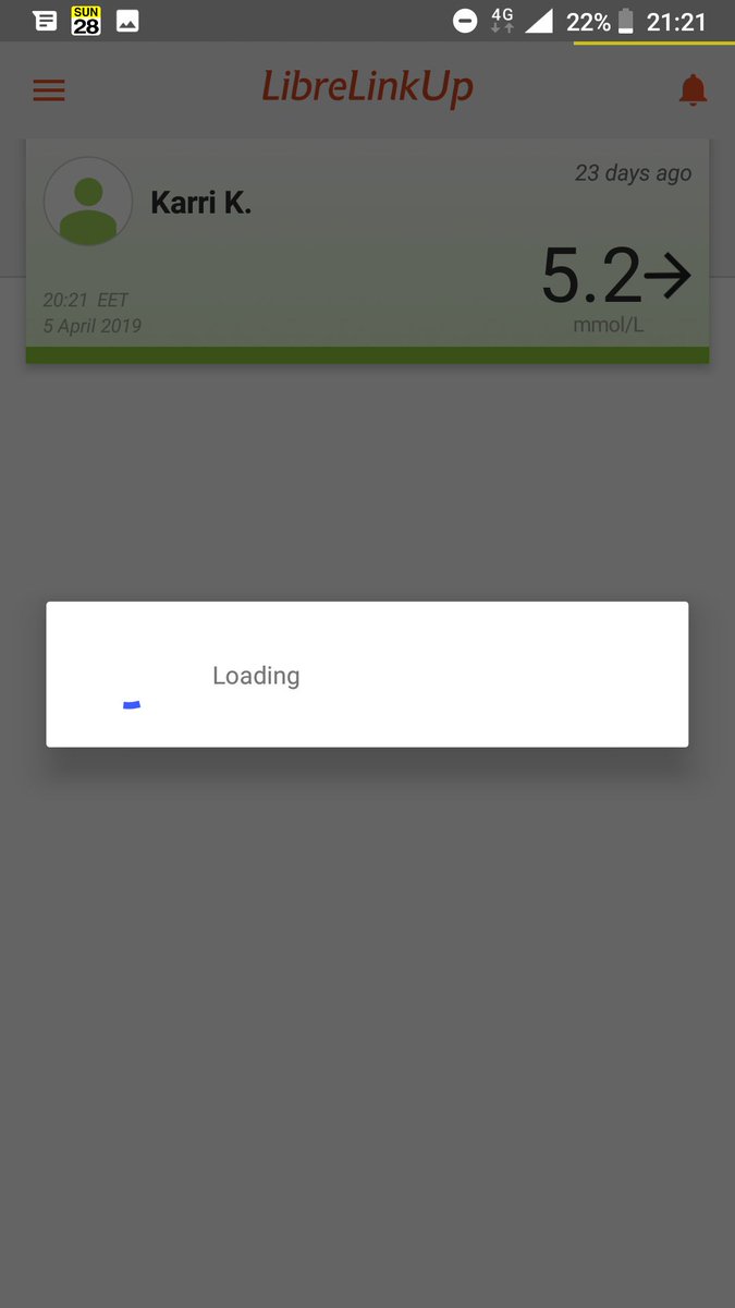 yuccaldo's tweet image. Still doesn&apos;t work,  #LibreLinkUp constantly crashes on startup or just keeps on loading forever, I see no data from connected LibreView app and attached sensor .

@AbbottGlobal is dangerous failure corp who can&apos;t secure a working app for life-threatening disease and monitoring.