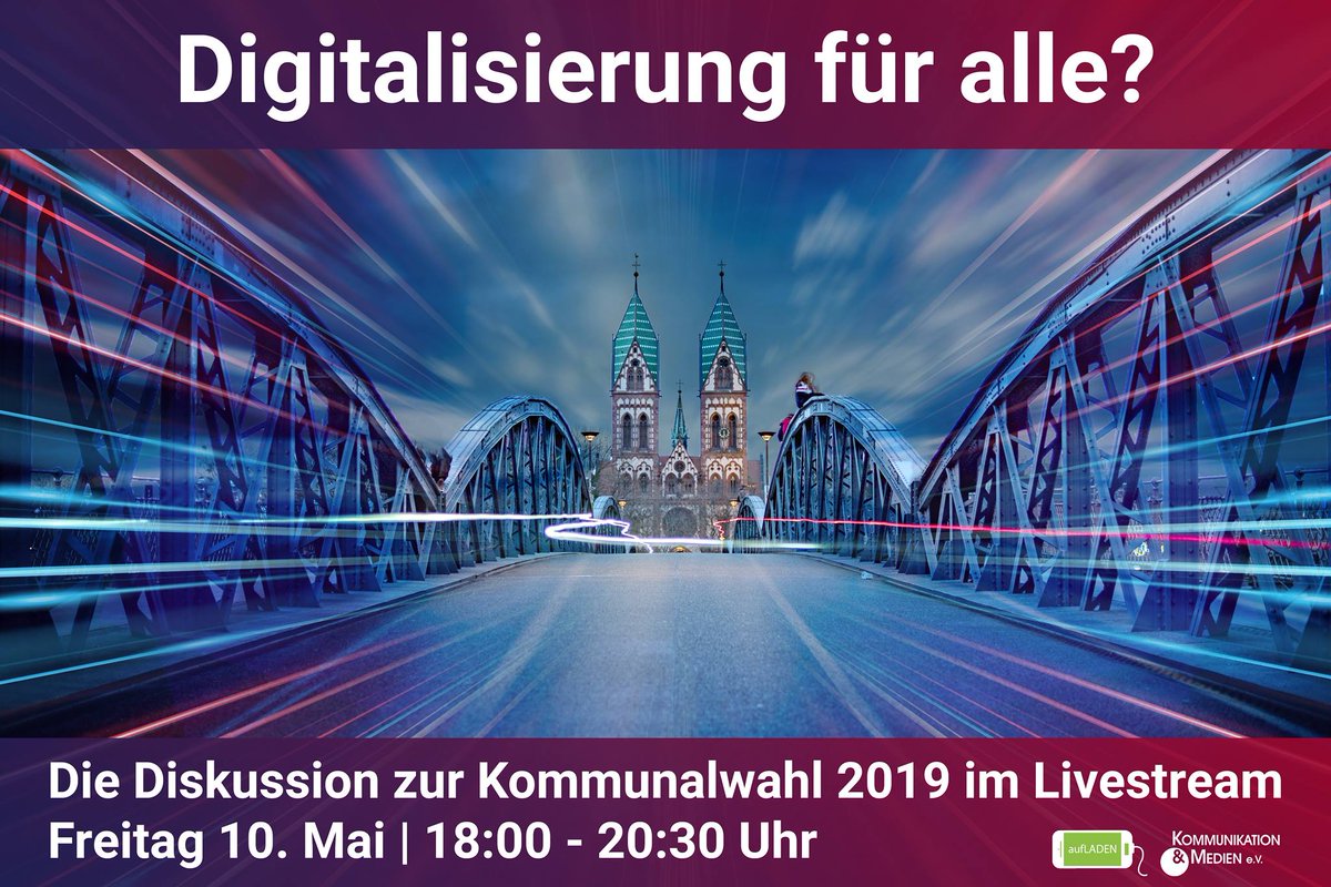 "Digitalisierung für alle?" Diskussion zu digitalen Themen mit Kandidat*innen  #Kommunalwahl #Freiburg 10.05. ab 18 Uhr #KuM <a href="/irene_baer/">🝳 Duchess, Hanaya Clarita.</a> <a href="/moritz_bross/">Moritz Bross</a> tinyurl.com/yy4k3mr4