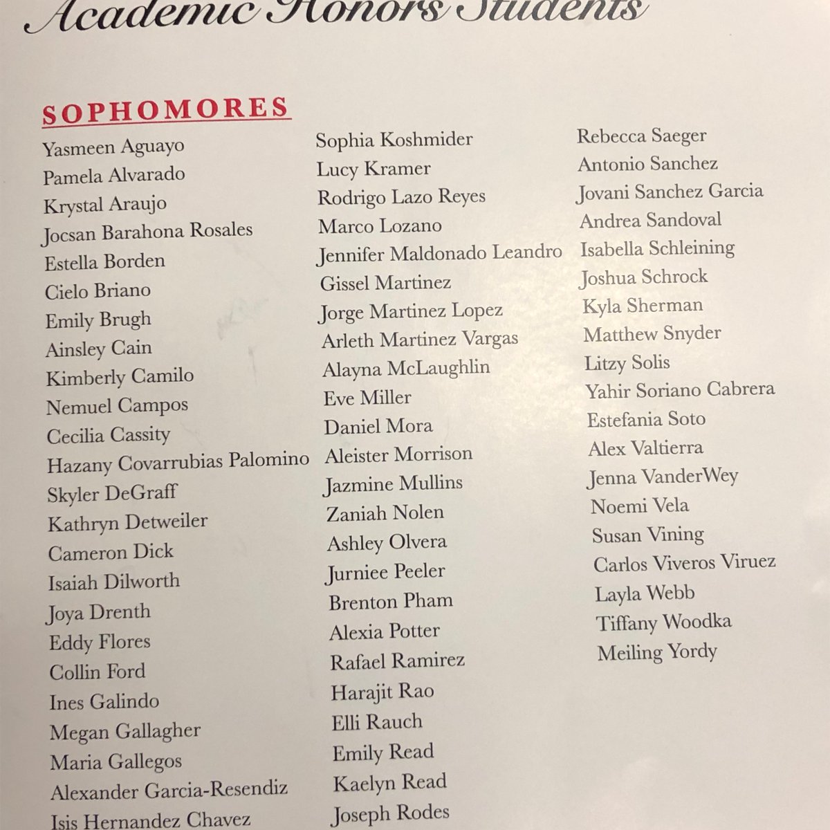GoshenSchools's tweet photo. Your GHS sophomores who earned Academic Honors. Congratulations! https://t.co/mnLQJQjrhA