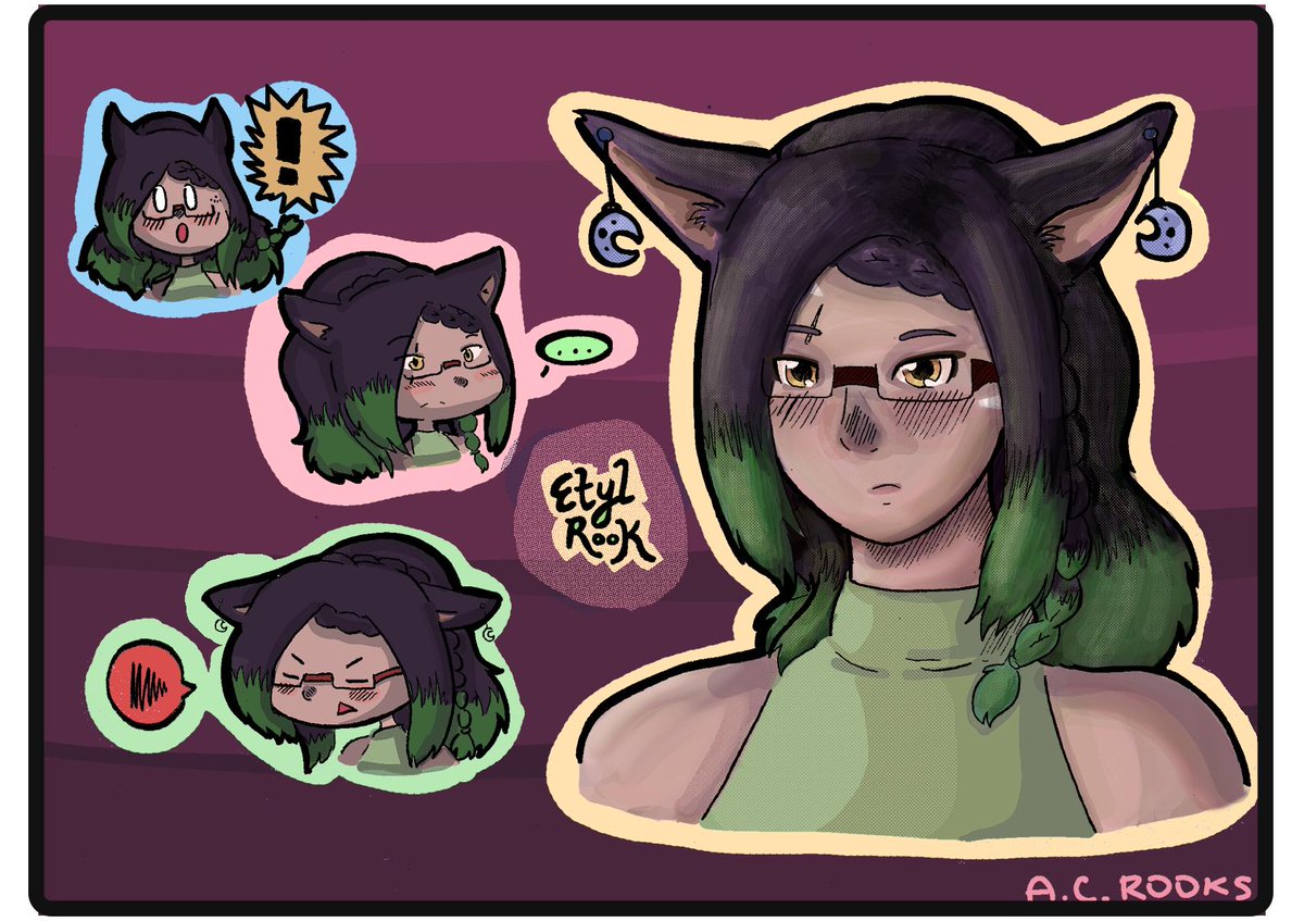 EtylRook's tweet photo. I probably like drawing my character too much. xP but it'd be fun to do emojis one day.

#ffxiv #fanart #miqote https://t.co/I3f7qwysEC