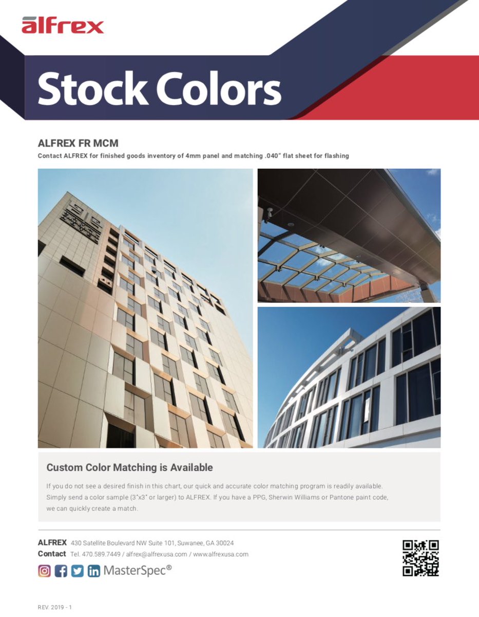 AlfrexUSA's tweet photo. 10 PPG colours are now stocked at our new Atlanta (GA) facility; custom lengths are also available!
#aluminum #construction #cladding #firerate #design #architecture #architect #facade #building #aluminium #mcm #acm #panels #alfrex https://t.co/dzc6f9kYFg