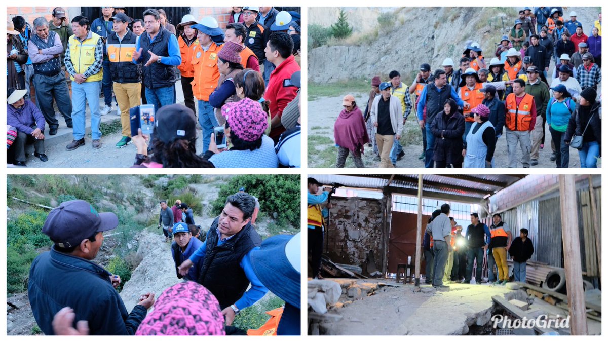 Ya acabamos la inspección a San Jorge Kantutani donde se produjo un deslizamiento que afectó a una decena de viviendas, la mayoría sin planimetria, sin alcantarillado y ubicadas en parte del ex botadero de Sopocachi. Igual necesitan nuestra atención y una solución estructural.