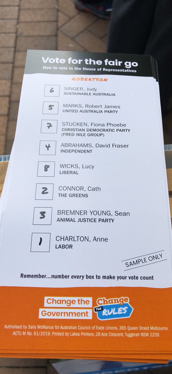 Early voting has begun in #Robertson and our activists are here. If 1089 votes change from the last fed election then Lucy Wicks MP will be blasted out. 3 reasons to #ChangeTheGovernment
1. Restore penalty rates
2. More secure jobs.
3. A Living wage for workers #ChangeaTheRules