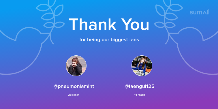 CheBul_Updates's tweet photo. Our biggest fans this week: @pneumoniamint, @taengui125. Thank you! via https://t.co/zGU2IAGhM4 https://t.co/tx8pEU7TC3