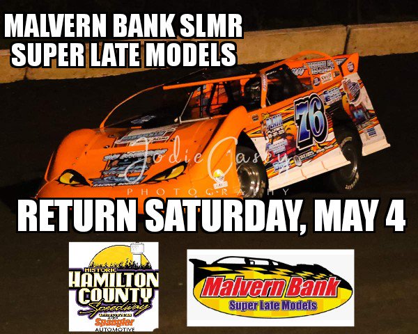 Malvern Bank SLMR SUPER Late Models will join the weekly program this Saturday, May 4. You won't want to miss it! #historic 
<a href="/HahneRacing76/">Hahne Racing</a>