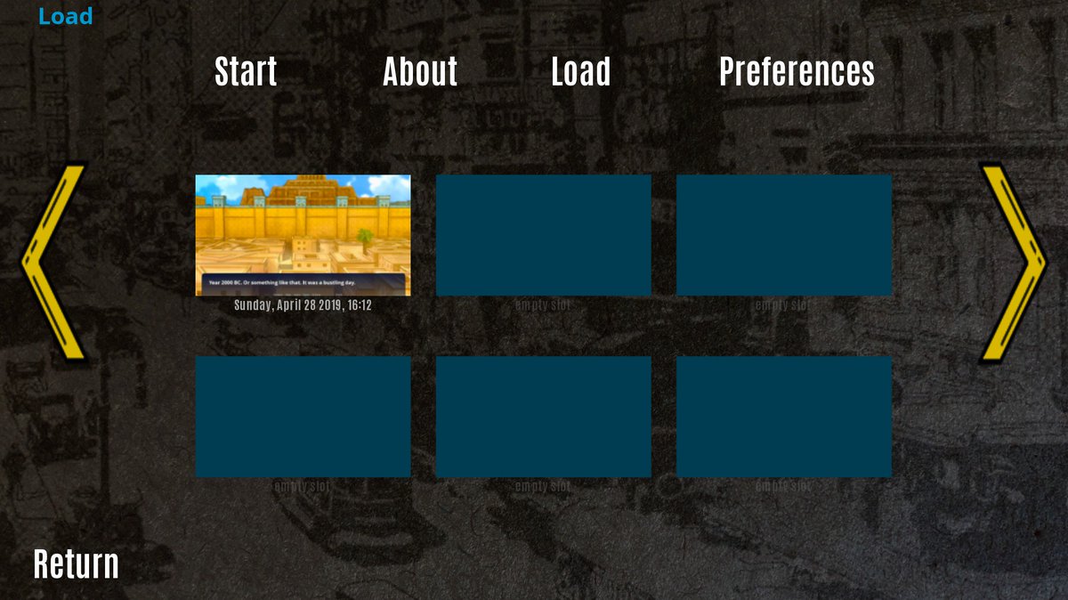 IWDL_Writer's tweet photo. Updated #savescreen #GUI. Now we have big arrows on the side for navigating, easier for tap screens/smaller screens such as phones. #indiegamedev #screenshotsunday #indiegame #indiedev https://t.co/eQvDZQDmIE