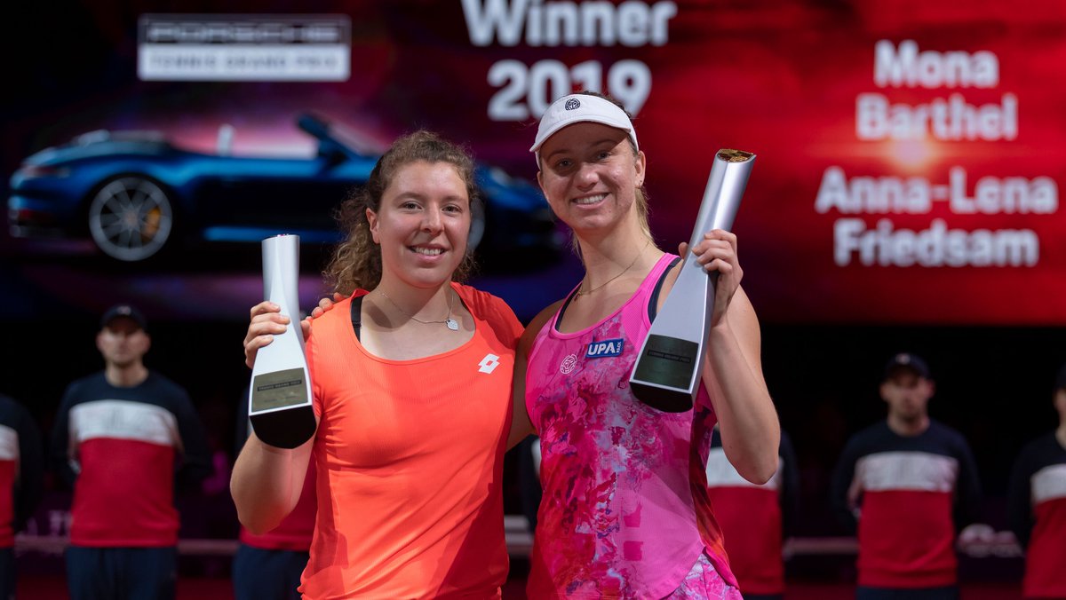 PorscheNewsroom's tweet photo. #PTGP19: A German pairing claims the doubles title: Big success for @BarthelMona and Anna-Lena Friedsam. All details: https://t.co/Lcr3ggiD18 https://t.co/q7RdMZUDnA