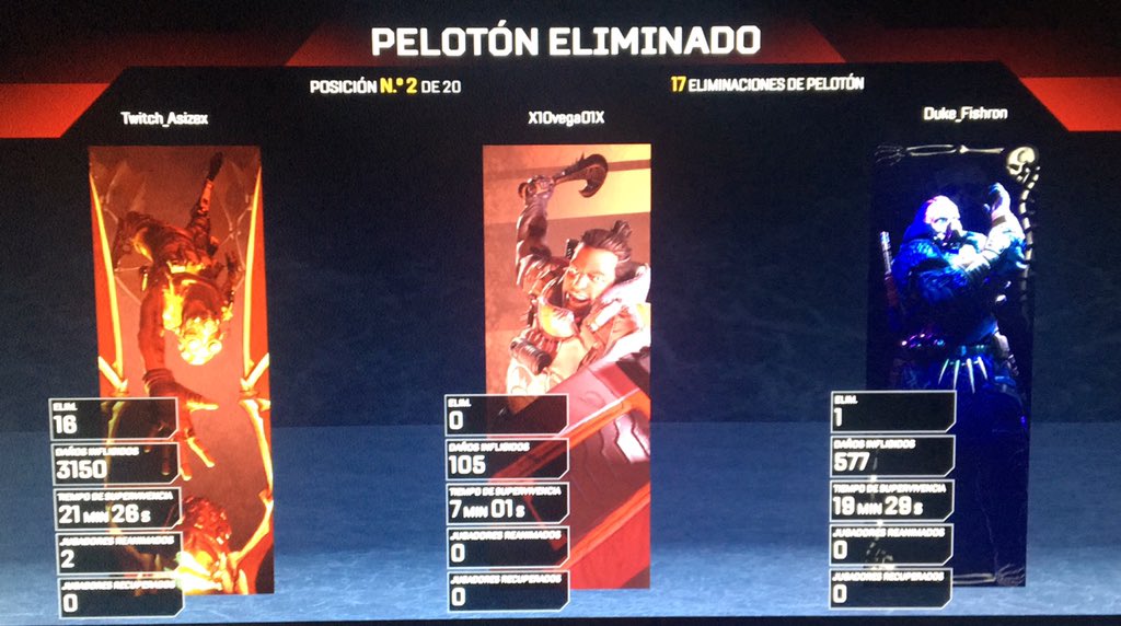 itsAsizex's tweet photo. Rompí mi récord de bajas por partida en #apexlegend lo hice yo prácticamente todo ajaja cabrones encima abandona en vez esperar a que lo cure, hemos sido 2 toda la partida y al final me quede solo contra 2 squads enteras y no pude rematar...😔😔 https://t.co/YDN9o5Evyk