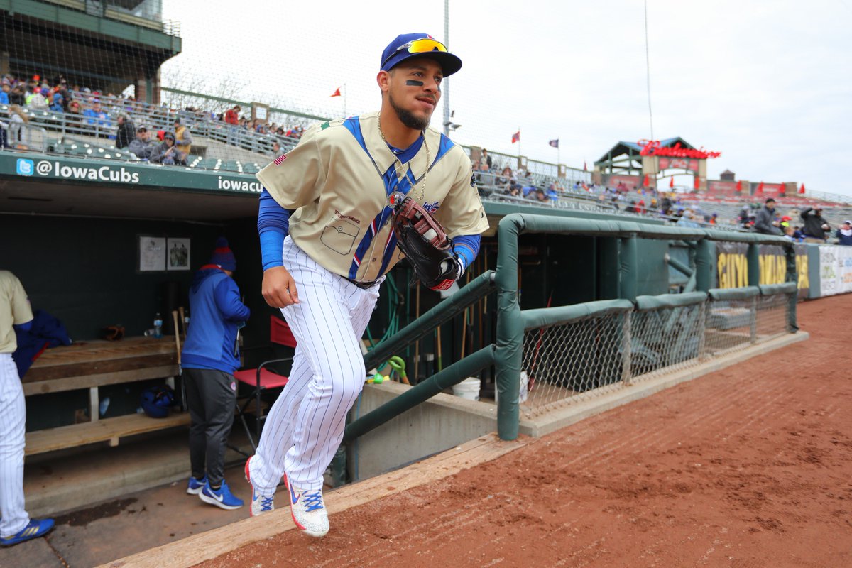 IowaCubs's tweet photo. Rehabbing Mike Montgomery and the I-Cubs sporting Boy Scouts jerseys for Game 1 against Nashville today. https://t.co/vu3BioxUiw