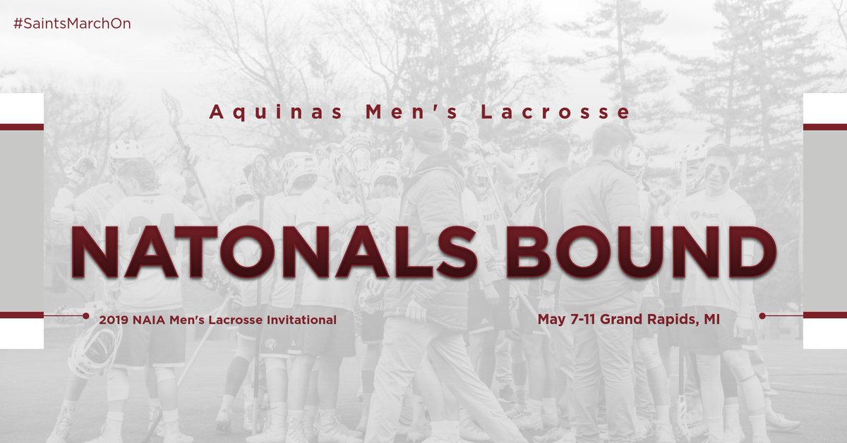 AQMensLax's tweet photo. #6 Saints earn at-large bid to 2019 NAIA Men's Lacrosse National Invitational: https://t.co/ISmSNdEHIV
@aqsaints #SaintsMarchOn https://t.co/lrF42aJ5uz