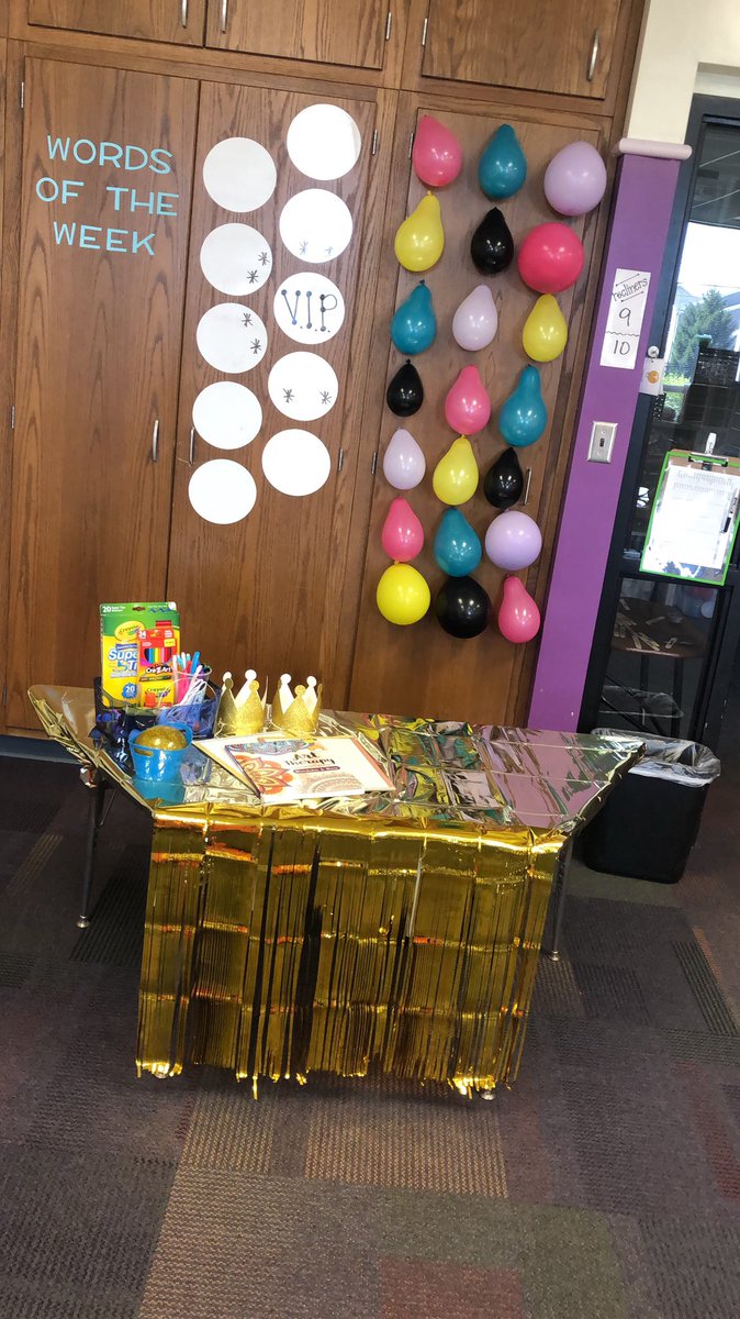 MissSpitzGrade2's tweet photo. Our new VIP section! Each day, 2 balloons will be popped, revealing our two VIPs for the day! They will sit at the VIP table, use the VIP supplies, and have other privileges throughout the day. So excited to celebrate 21 awesome second graders as we are wrapping up the year! 🤩 https://t.co/67sUqqSxKN