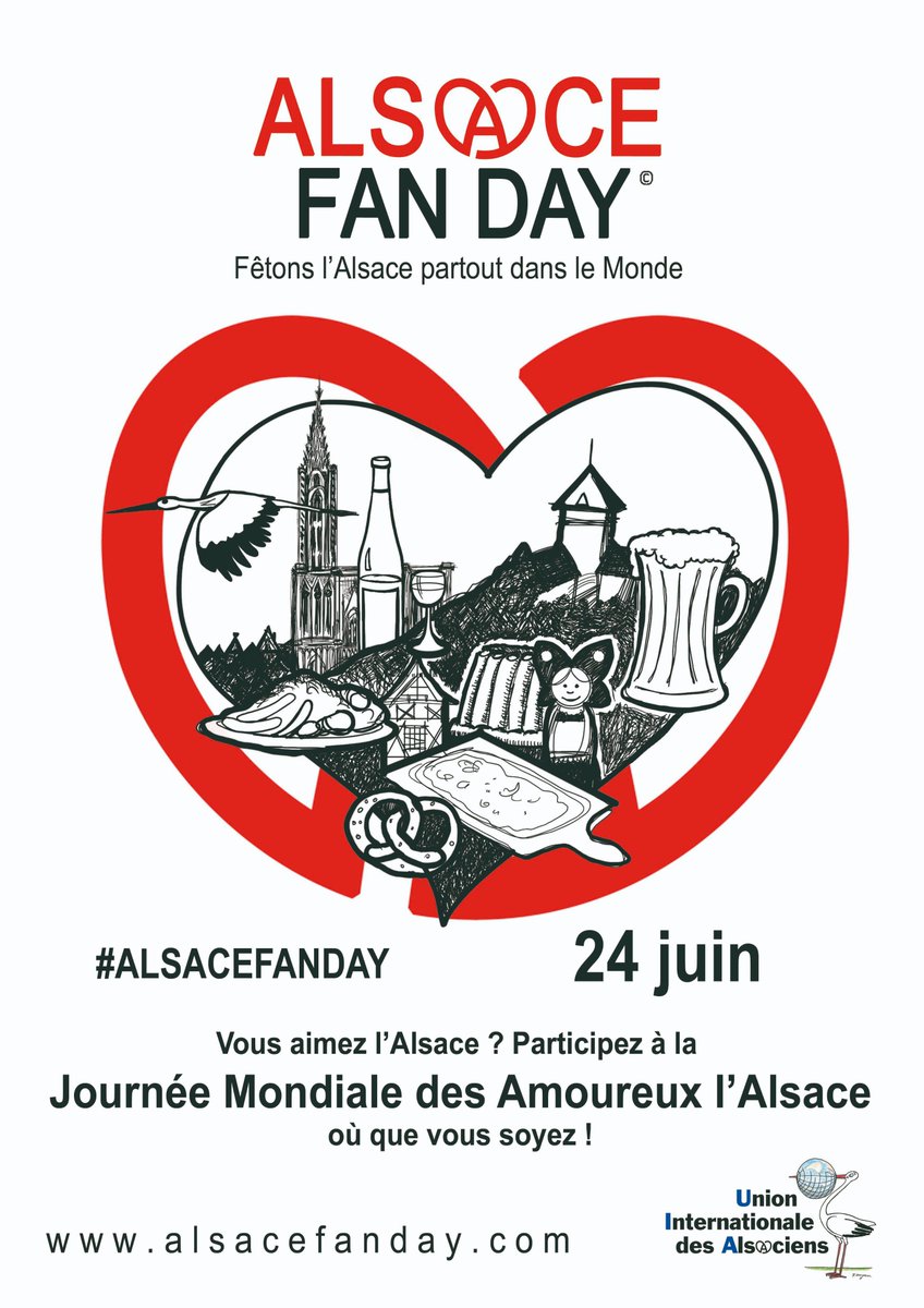 Prêt pour la 2e édition de l'Alsace Fan Day - la Journée Mondiale des Amoureux de l'Alsace : le 24 juin !
#alsacefanday #journéemondiale #alsace #monde #alsacien