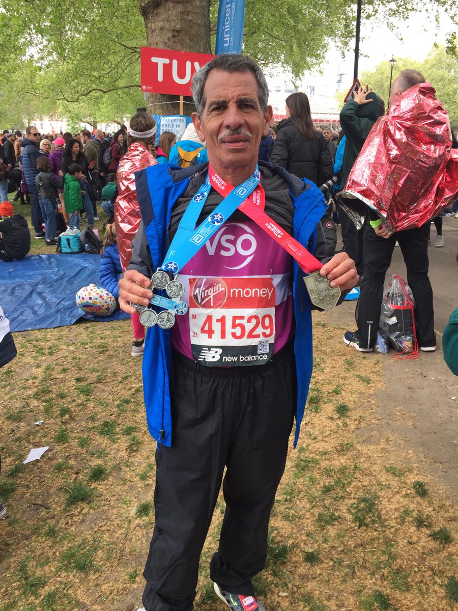 VSOPeople's tweet photo. #TeamVSO runner Carlos Segura after running the final of the 6 major marathons today at #LondonMarathon to win the prestigious Abbot World Marathon Majors medal 👏 https://t.co/D1nHW0X8hp