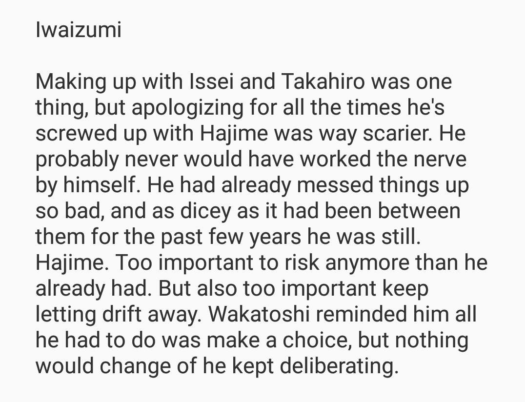 Another friend centric update. Tooru and Hajime are like vines, I swear