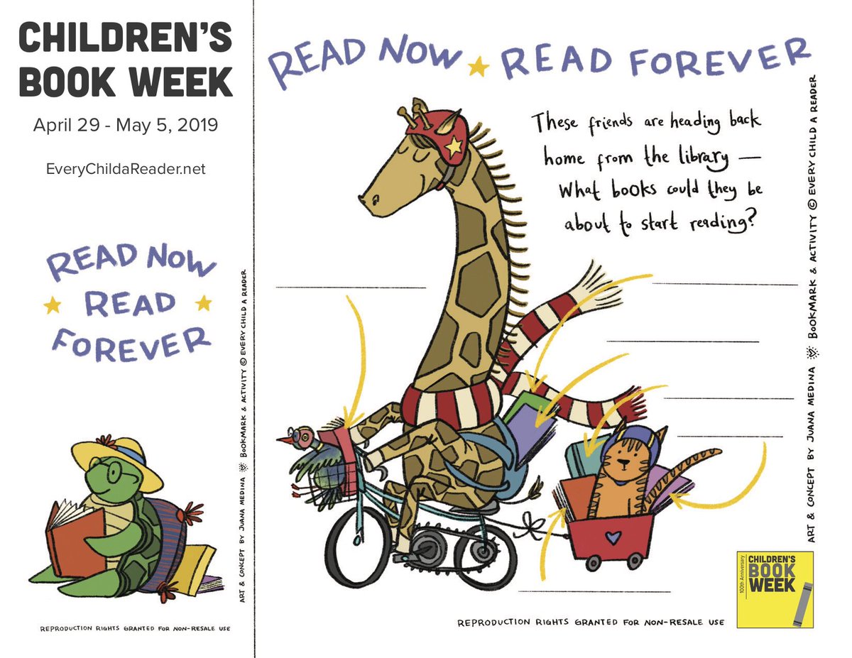 EveryChildRead's tweet photo. .@JuanaMedina’s wonderful #BookWeek100 Bookmark shares the joy of reading between friends and asks you to share what they could be reading next! You can download this FREE: https://t.co/cjGlx4I027 @Candlewick #ReadNowReadForever https://t.co/qRsA9EaHDy