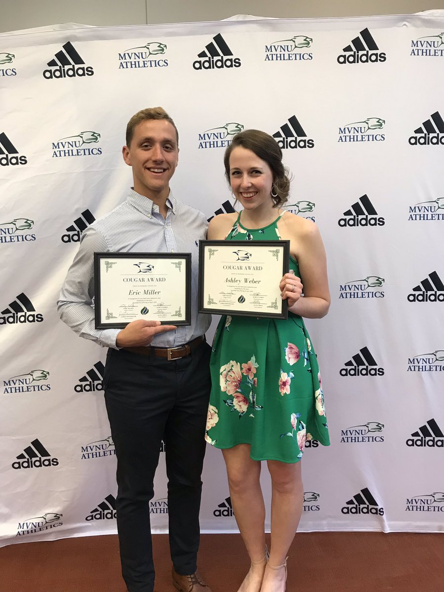 MVNUTennis's tweet photo. Cougar award goes to @ericmillerr  and @ashleyyy_weberr “In recognition for your hard work, dedication and leadership” Congratulations!! @mvnu_cougars #Tennis #Banquet2019 🎾 https://t.co/XMCvqrojia