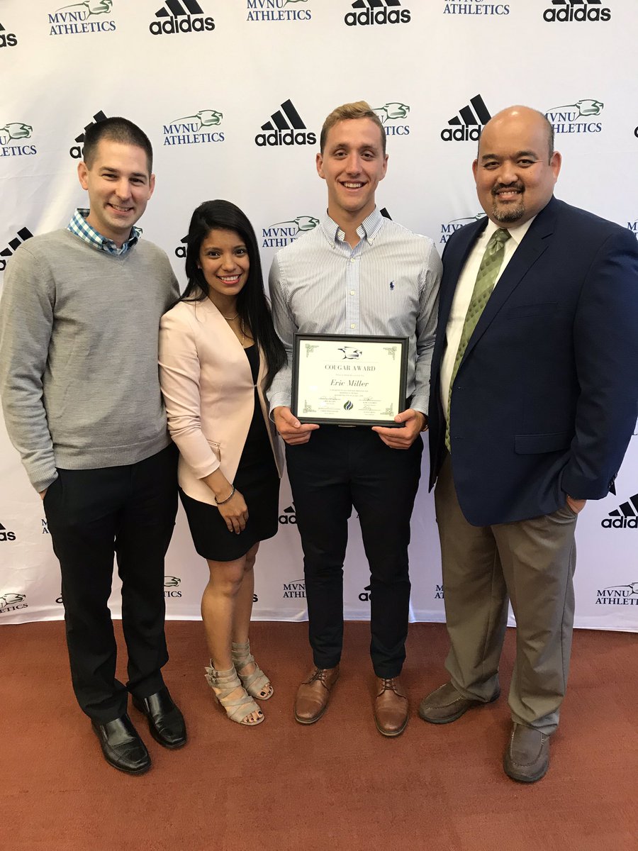 MVNUTennis's tweet photo. Cougar award goes to @ericmillerr  and @ashleyyy_weberr “In recognition for your hard work, dedication and leadership” Congratulations!! @mvnu_cougars #Tennis #Banquet2019 🎾 https://t.co/XMCvqrojia