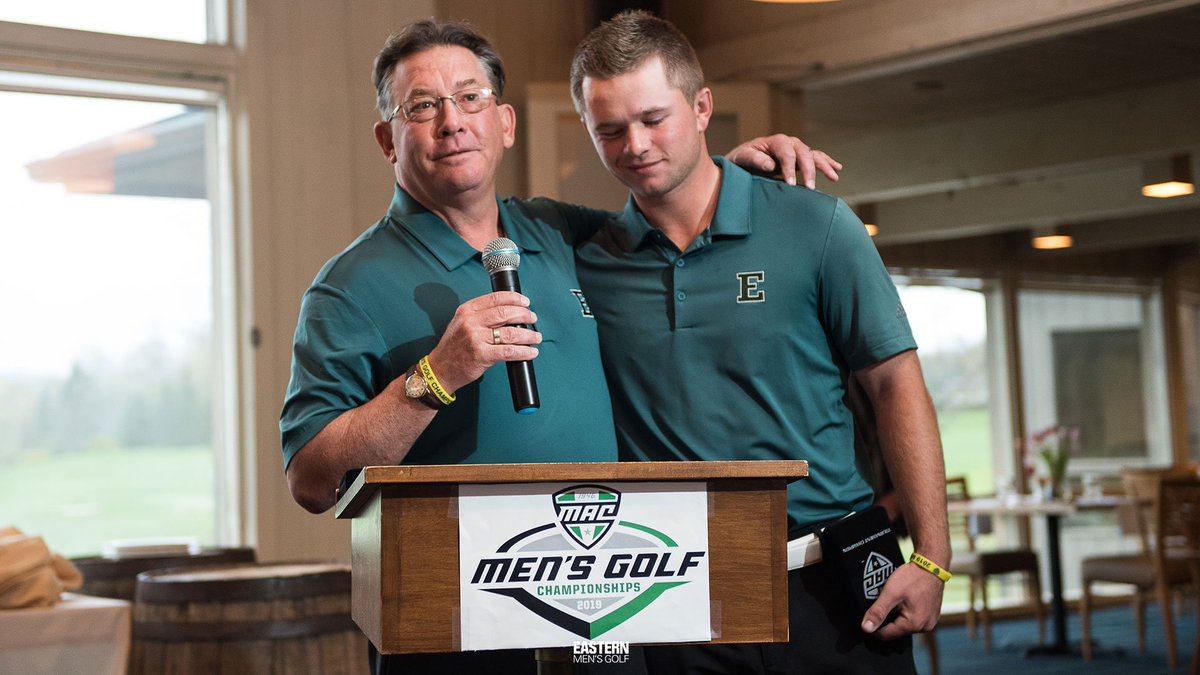 #FramesOfTheGame | CO-CHAMPS! 🏆🏆  <a href="/EMU_Golf/">Eastern Michigan Men's Golf</a> shares the MAC title in weather shortened championship. 

 📸 ➡️ bit.ly/2ULcdcf

#EMUEagles | #EMUGolf | #MACtion