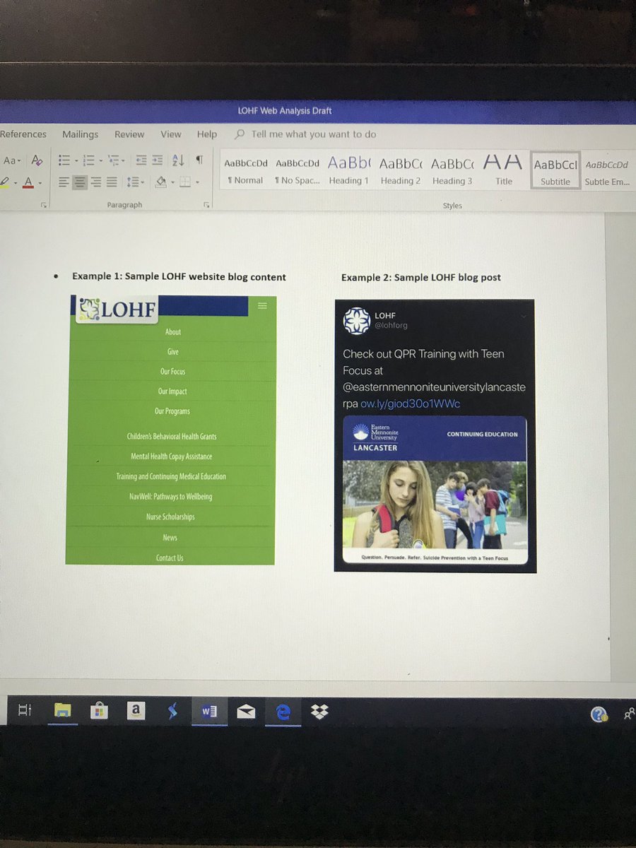BrendanReese2's tweet photo. Example of my sample blog content and post from LOHF! Any suggestions? #engl318mu https://t.co/4ahqaCqBoM