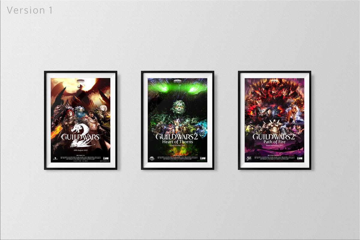 LukeD1uk's tweet photo. If you never saw it at the time, last year I made a movie poster trilogy for all 3 of the #GuildWars2 games. @GuildWars2 check it out: https://t.co/HxD9XvP1oU https://t.co/CXlnsAvKTH