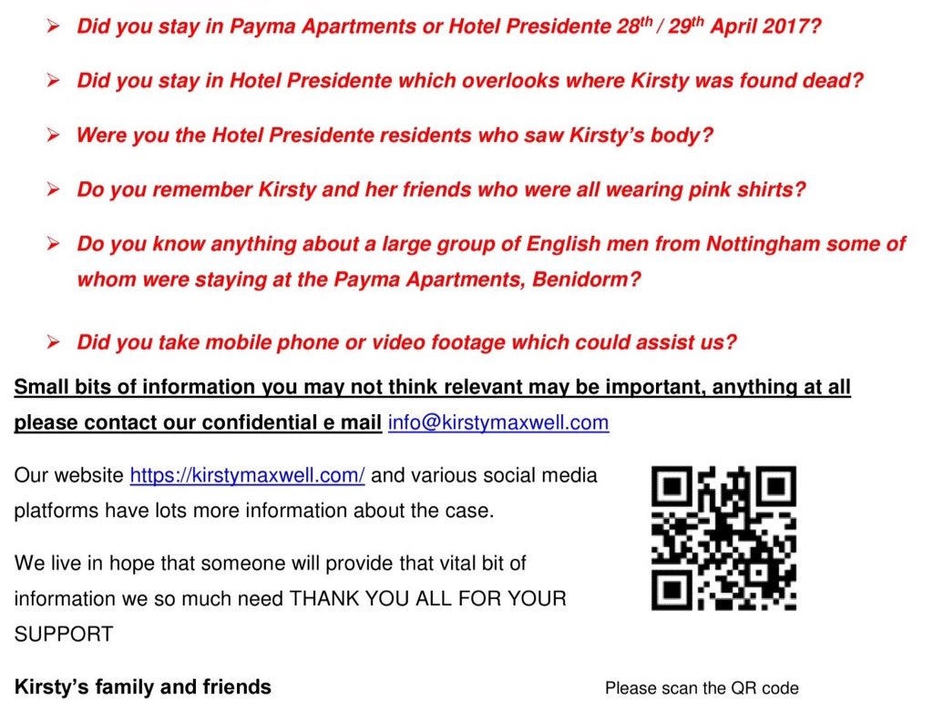 dollyd64's tweet photo. #KirstyMaxwell beloved Daughter, wife,sister,niece, cousin,auntie & friend.
A young woman who was not even 11hrs in #Benidorm.
Brutally killed in sinister circumstances.
29.04.19
#AnswersNotExcuses
#TruthnotCoverups
#MyPrettyPayma
Please share https://t.co/Hcz9yH4SLU