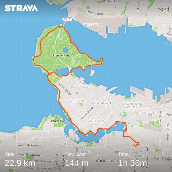 Nice day for a bike ride around Stanley Park! #WasSupposedToBeARestDay #Oops 🚲