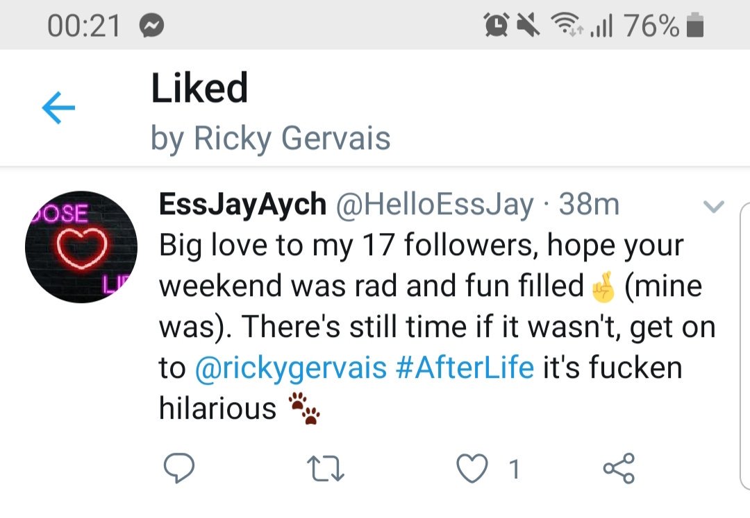 HelloEssJay's tweet image. Yeeeeeeooow! New follower too, that brings us to 18. Woot woot.
#AfterLife #AfterLifeNetflix #getonthis #mwah #perthisok