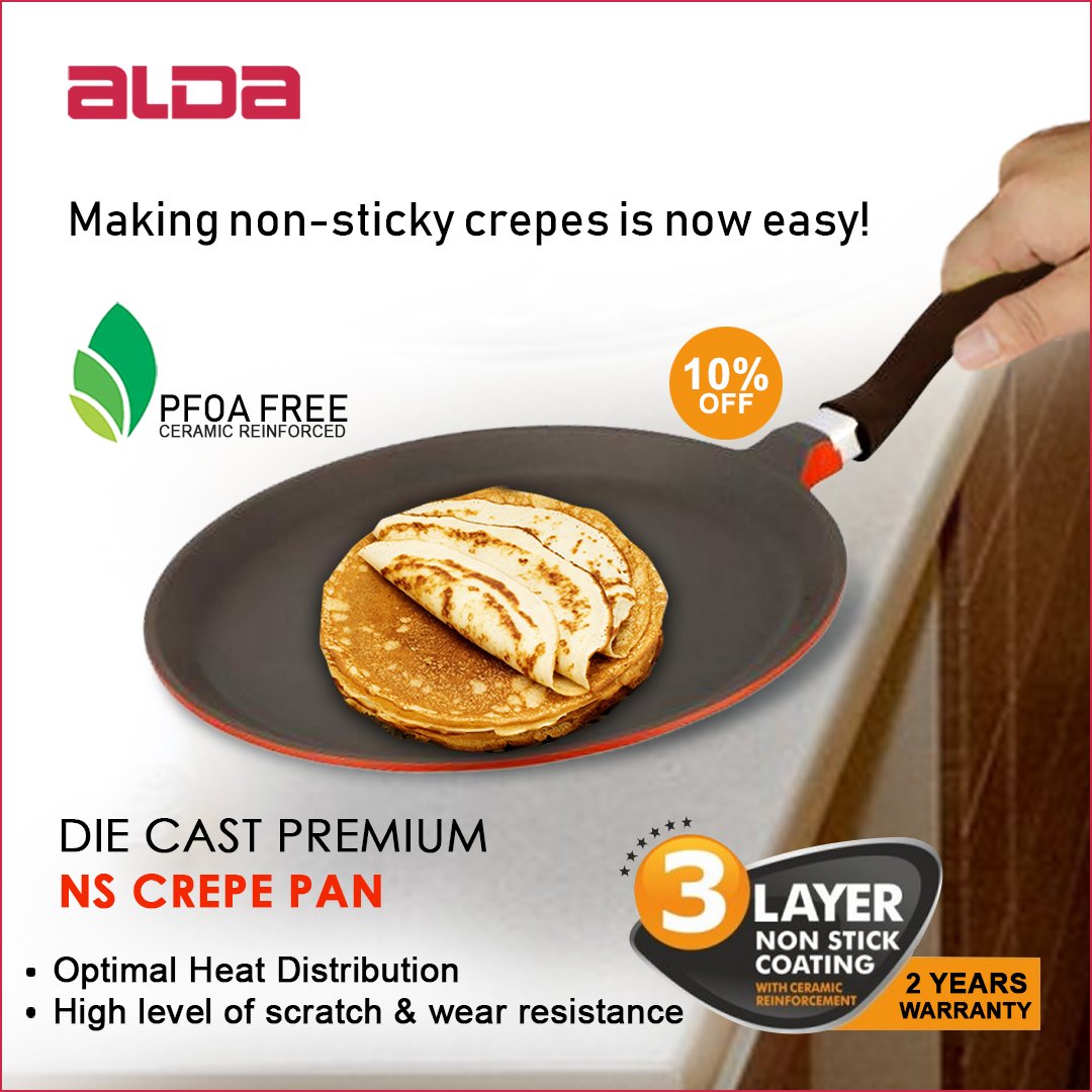 Alda__India's tweet photo. Does making crepes for breakfast seems difficult to you? If yes, then it's time to try #Alda_NS_Crepe_Pan. It comes with Cool touch Bakelite handle for conformable grip.
Shop Now: https://t.co/i14JL7MY1U
#Alda #Cookware #Crepepan #Nonstick #Healthyeating #Mustbuy #Modernkitchen https://t.co/iWOIbQIwBh