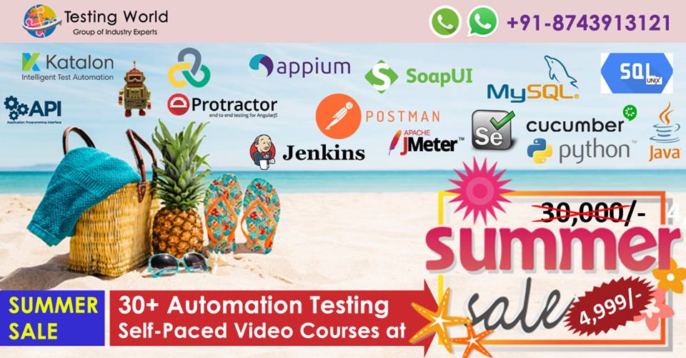world_testing's tweet image. 30+ Video Courses for Software Tester in ✪Rs 4999✪ only, 
Lifetime Access, Limited Period Offer...
#Selenium #SoapUI #JMeter #Postman #Protractor #Python #Automation and Many mode....
Sample Videos : goo.gl/dqecVH
All Courses &amp;amp; Content : goo.gl/2vKKhv