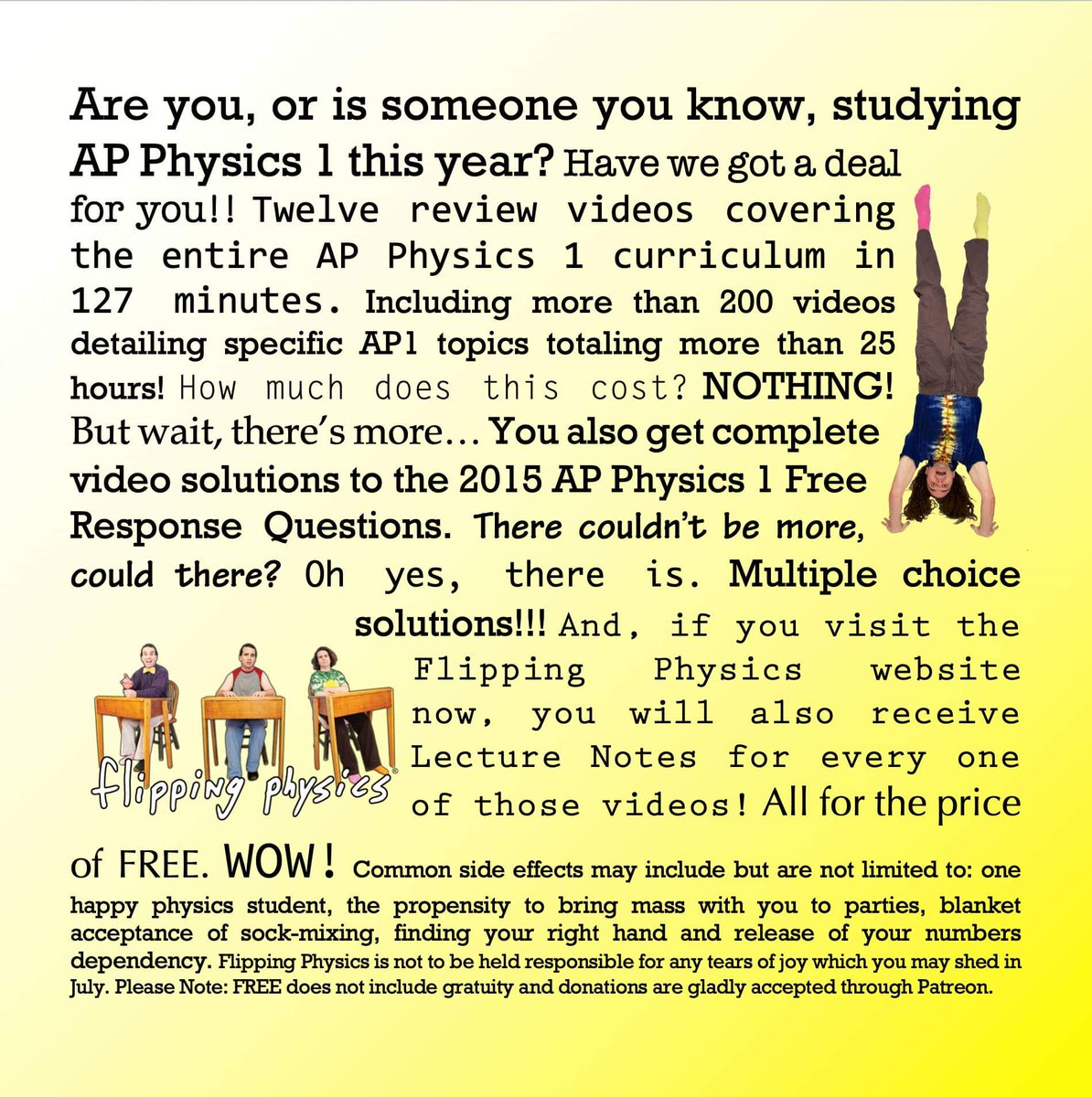 JeehyunPSegura's tweet photo. My kids know how much I love @FlippingPhysics, just a friendly reminder of this resource to use as you study (as well as your #5StepsToA5 books and your @khanacademy)! We are 8 DAYS OUT! https://t.co/irDq8Ns4Iy