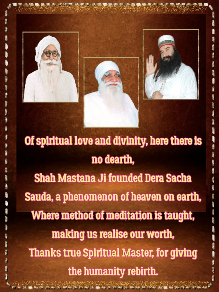 StMSGfansworld's tweet photo. 29th April 1948 brought incredible gift of happiness,
Shah Mastana Ji founded Dera Sacha Sauda &amp; ended all the darkness,
We celebrate the occasion with welfares, thanking His Holiness for benevolence.
#Pious71stFoundationDay https://t.co/CPWuAk5Gpc