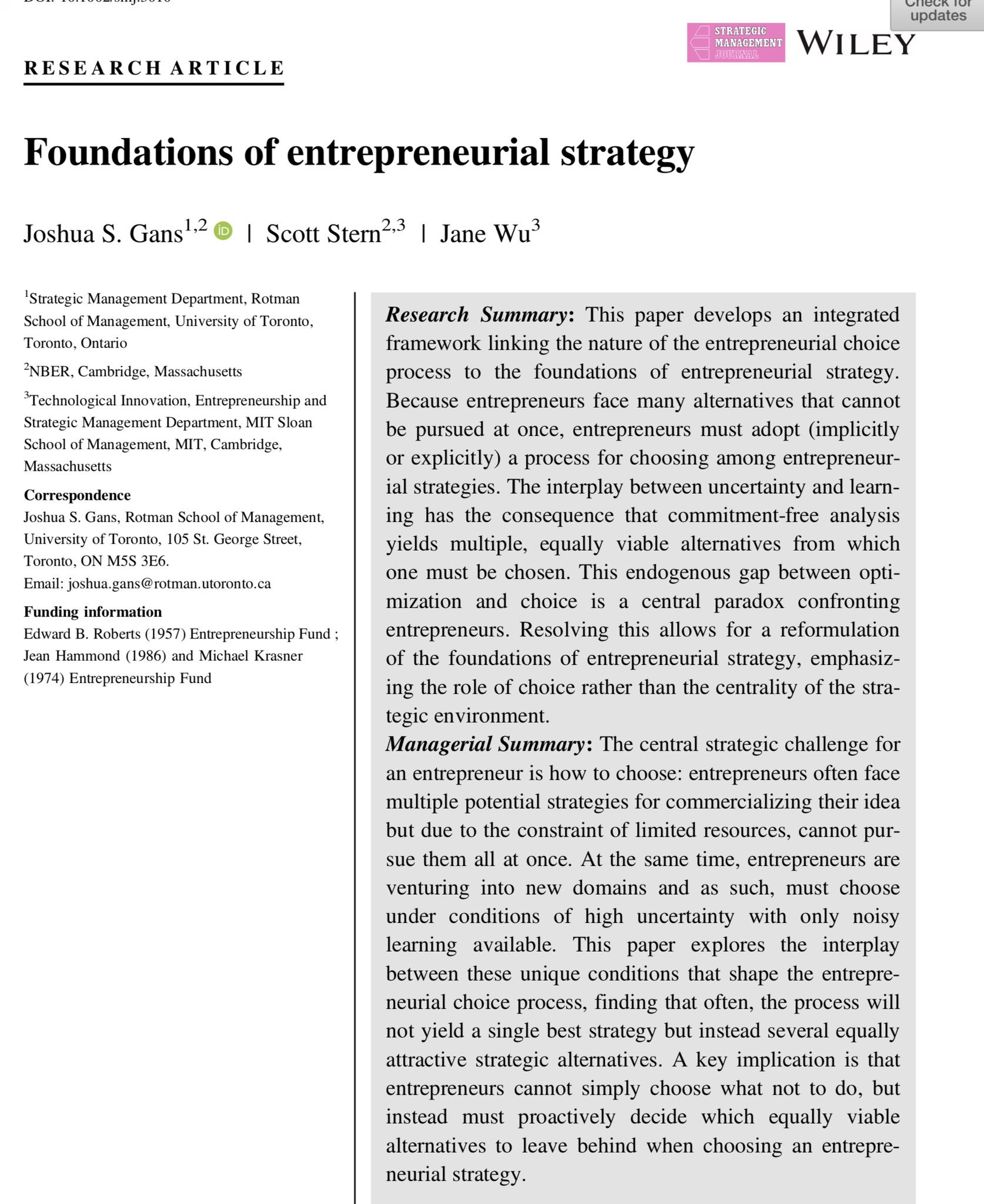 Ethan Mollick on Twitter "Important new paper on startup strategy uses