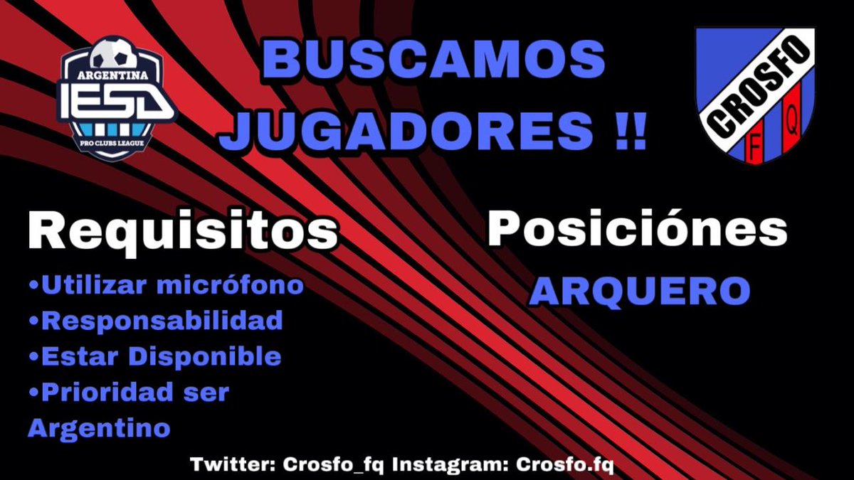 CROSFOFQ's tweet photo. CROSFO FQ busca el guardaespaldas de los 3 palos para cerrar la plantilla! 

@IESA_fichajes @IESAArgentina @AyudasPro @AyudasClubesPro @SimplementeCPro @SectorClubesPro https://t.co/gFCQ6aqIHo