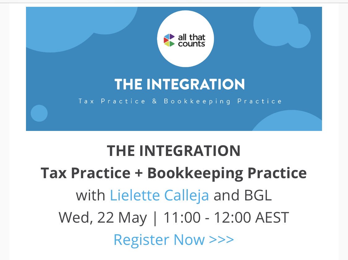 LieletteCalleja's tweet photo. Excited to be partnering with @DTramma of @BGLdot to deliver a webinar on how #bookkeeping practices can integrate with  #accounting practices in the future &amp; what type of integration models you could be looking at #BGLGo!: https://t.co/ulMcsGBn52 https://t.co/AOXC0chXfb