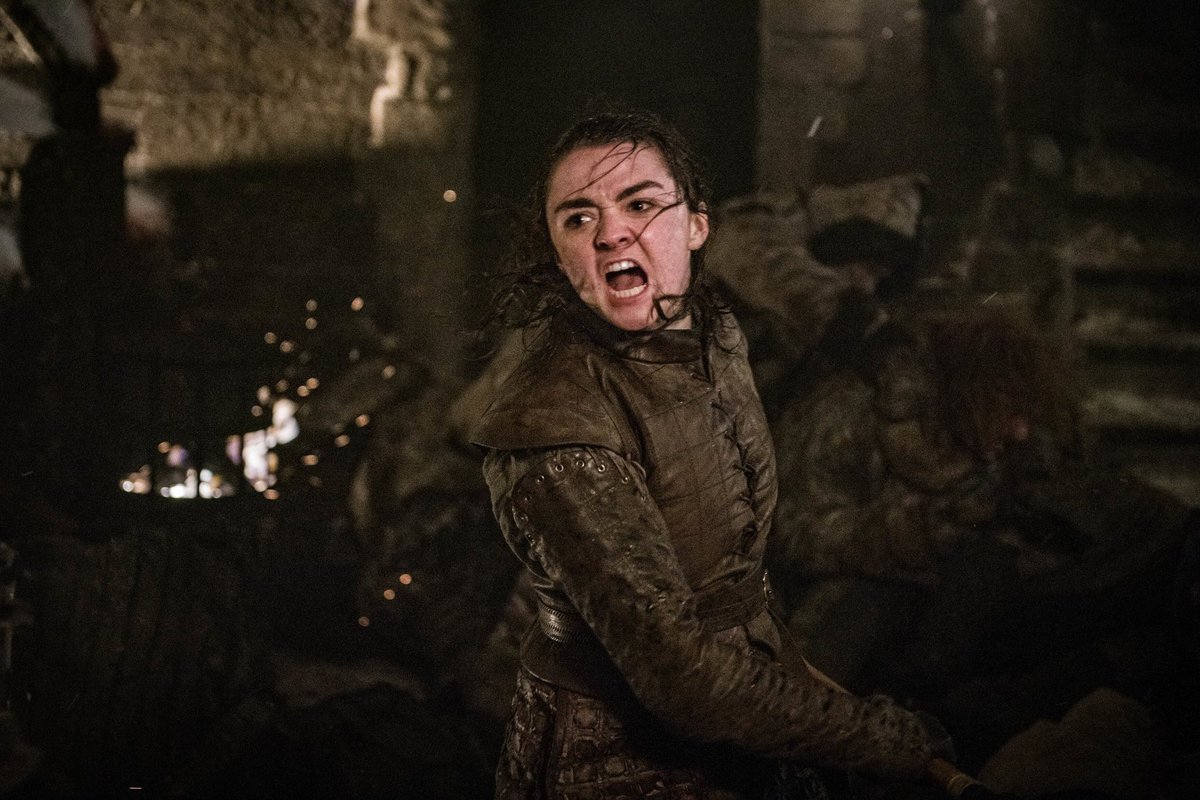 shshnk17's tweet photo. Arya from House Stark. First of her name. Girl with many faces. Murderer of White Walkers. Protector of the North and Savior of the Seven Kingdoms. 
#GameofThrones  #BattleOfWinterfell https://t.co/ZbHzyaiJCQ