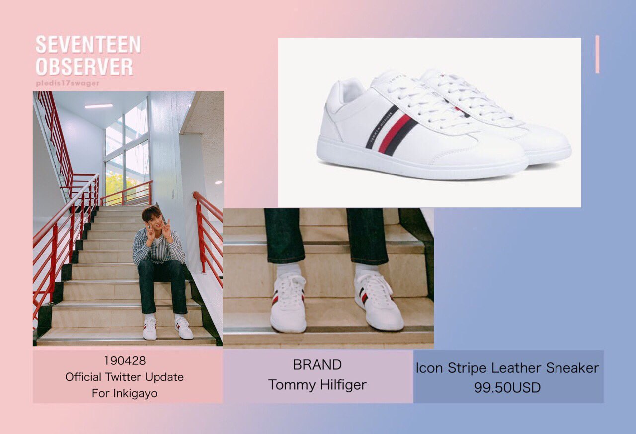 tommy hilfiger icon stripe leather sneaker