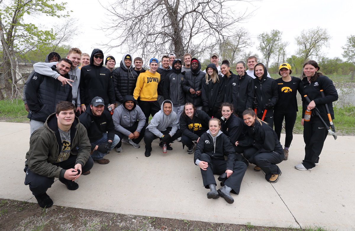 HawkeyeFootball's tweet photo. Busy weekend | #NFLDRAFT #SpringBall #CampCourageous #DayofCaring https://t.co/5goERuSKre