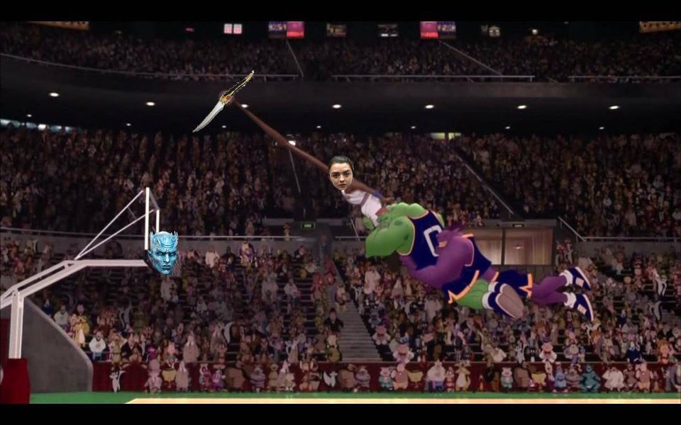 AaronRotem's tweet photo. How far Arya jumped #GOTS8E3 #AryaStark #TalktheThrones https://t.co/Zlr2VVFgot