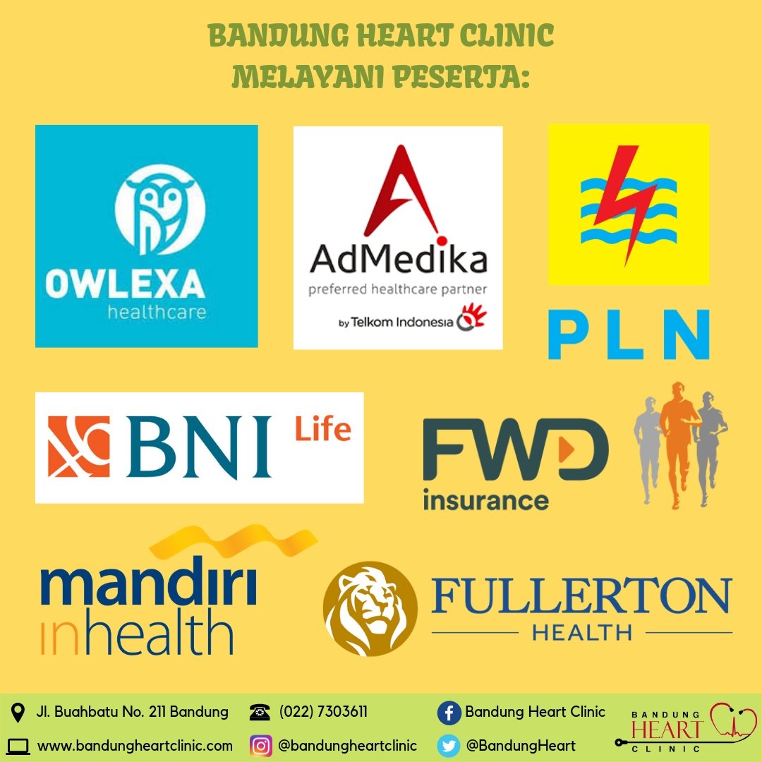 Bandung Heart Clinic melayani peserta asuransi berikut ini:
#BHC #bandungheartclinic #bandung #jawabarat #indonesia #GameofThrones #BattleOfWinterfell #jantungkoroner #pjk #seranganjantung #owlexa #admedika #pln #BNILife #FWDInsurance #mandiriinhealth #fullertonhealth