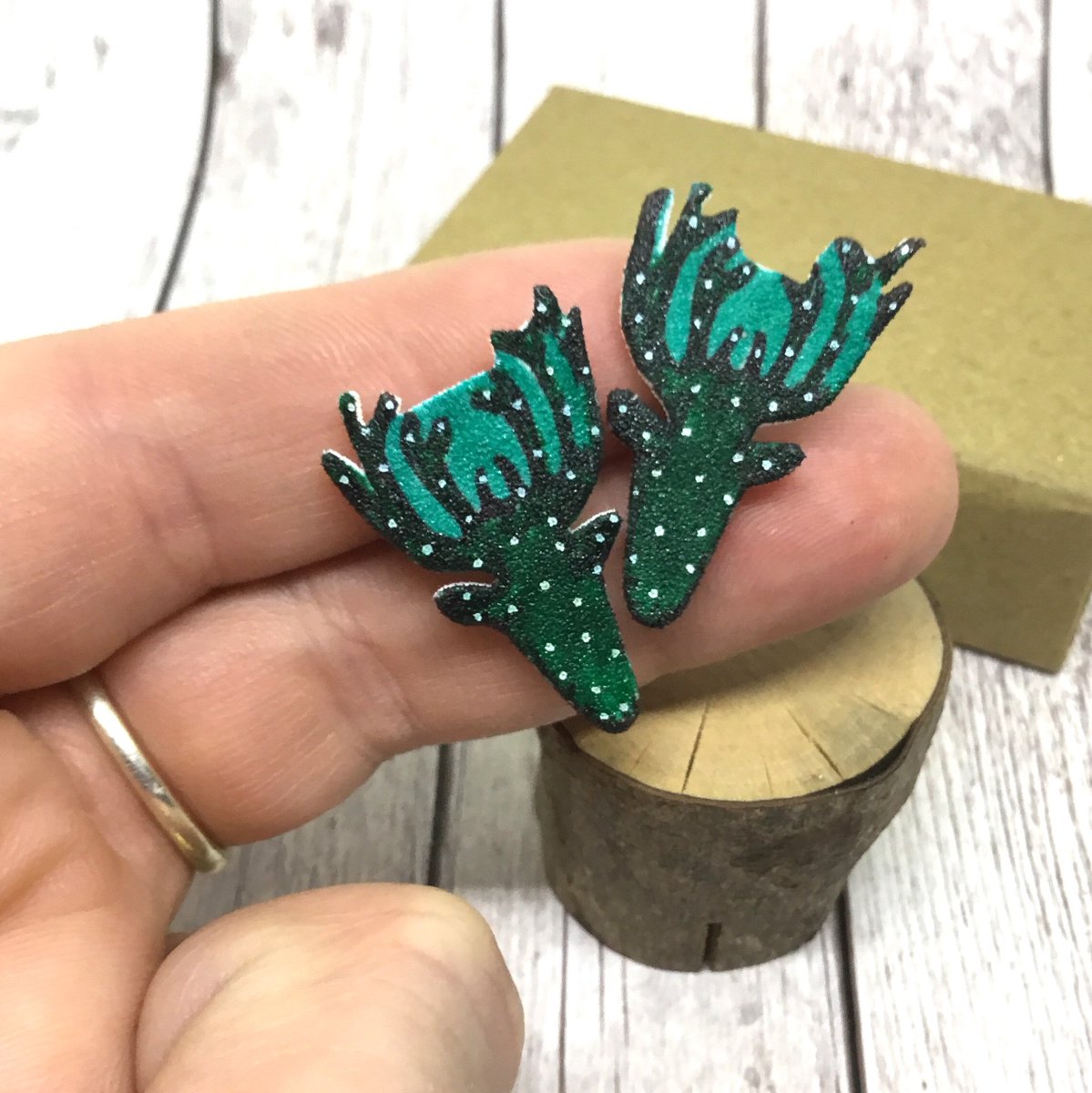 buck_lj's tweet photo. Reindeer Stud Earrings, Stags Head Earrings, Shrink Plastic Studs, Handmade Jewellery, Birthday For Her, Coworker Gift, Quirky Jewelry. https://t.co/Tg7n7hl9sr #Etsy #Slumbermonkey #SmallStuds https://t.co/p3MHtQ8R8o
