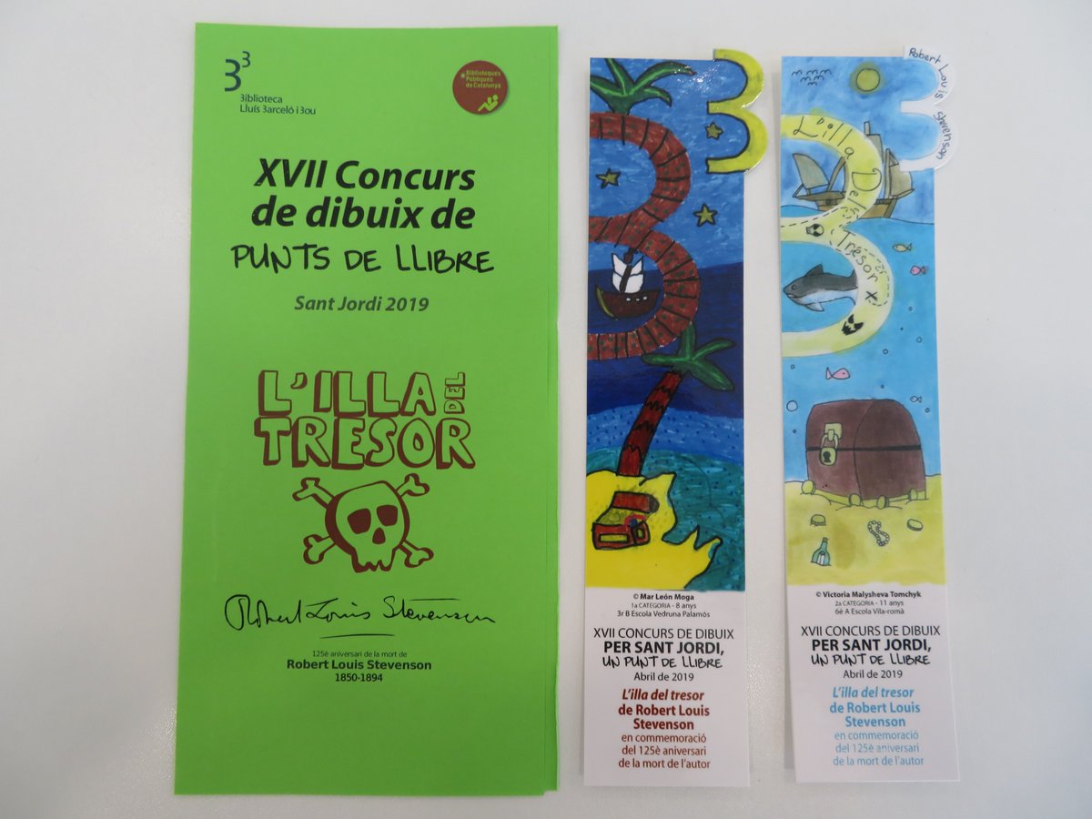 Volem felicitar els 1200 alumnes de les escoles de #Palamós que han participat al XVII Concurs de dibuix de punts de llibre, #SantJordi2019!📚🌹 I en especial, a Mar León i Victoria Malysheva, guanyadores de la 1a i 2a categoria. Moltes felicitats! #BibliotecaPalamós