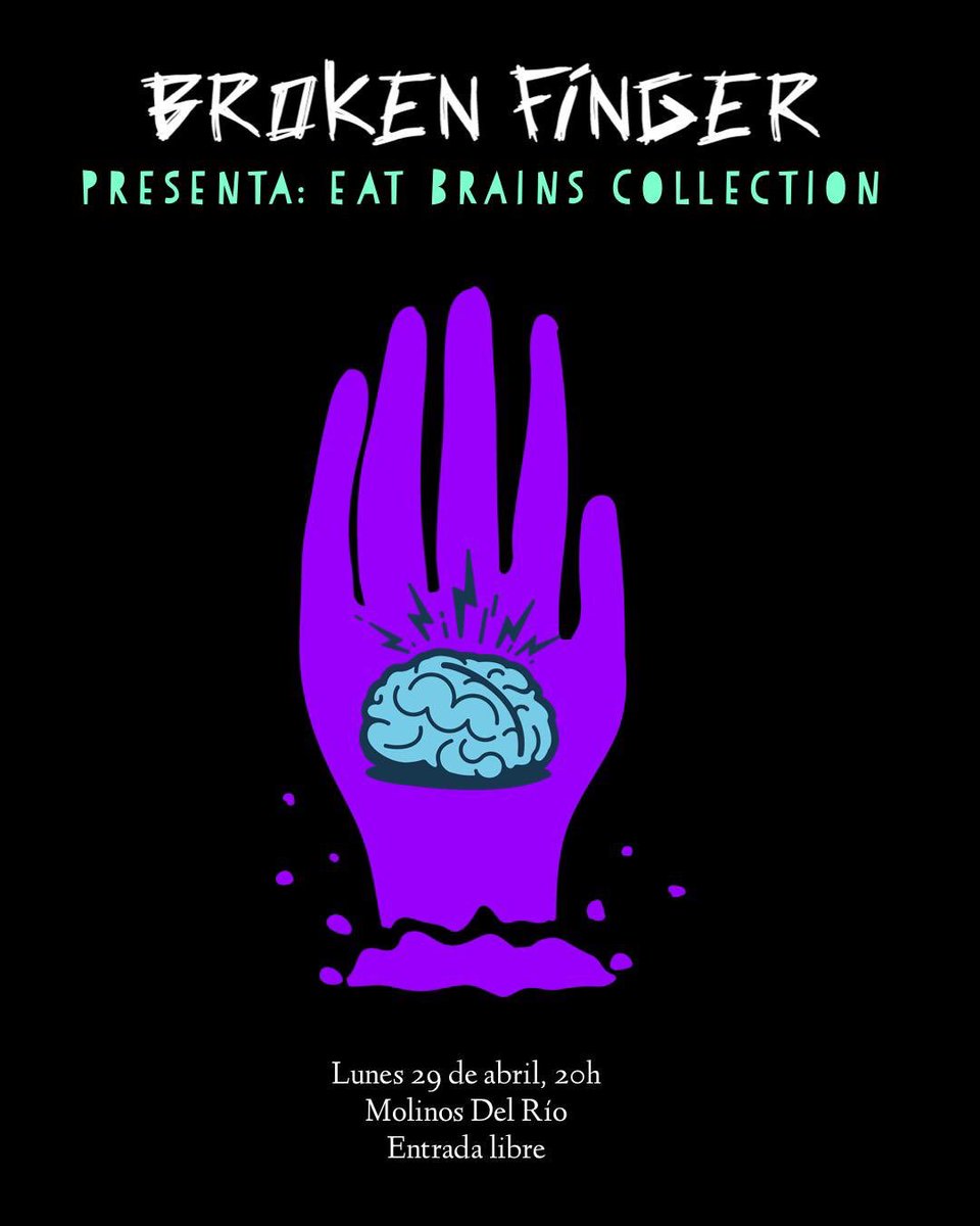 Esta noche la preciosa <a href="/brokenfingerfan/">Broken Finger</a> presenta su colección “Eat Brains Collection” en los <a href="/molinosriomurci/">Molinosrío Murcia</a> con entrada libre hasta completar aforo, dentro de la programación del <a href="/WARMupfestival/">WARM UP Estrella de Levante</a>  #Murcia.

Prendas únicas, serigrafía tradicional o #upcycling. RECOMENDADO ⚡️