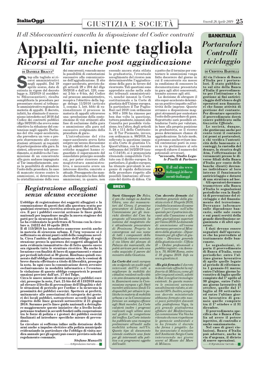 Piselli & Partners (@pisellipartners) on Twitter photo SBLOCCA CANTIERI: ABROGATO IL RITO C.D. SUPER-ACCELERATO l'articolo a firma dell'Avv. Daniele Bracci pubblicato su <a href="/ItaliaOggi/">ItaliaOggi</a>
piselliandpartners.com/news-nuovo-cod… SBLOCCA CANTIERI: ABROGATO IL RITO C.D. SUPER-ACCELERATO l'articolo a firma dell'Avv. Daniele Bracci pubblicato su <a href="/ItaliaOggi/">ItaliaOggi</a>
piselliandpartners.com/news-nuovo-cod…