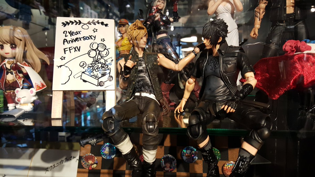   #GoldenAfternoonWeek The event was for Final Fantasy Brave Exvarius (I have no emotional connection) but Lauren was overwhelmed to find merch for FFXV, Octopath Traveler, KH, NieR: Automata and **TWEWY** (SCREAMING)(Also there were display figures, and the workers are SHIPPERS)