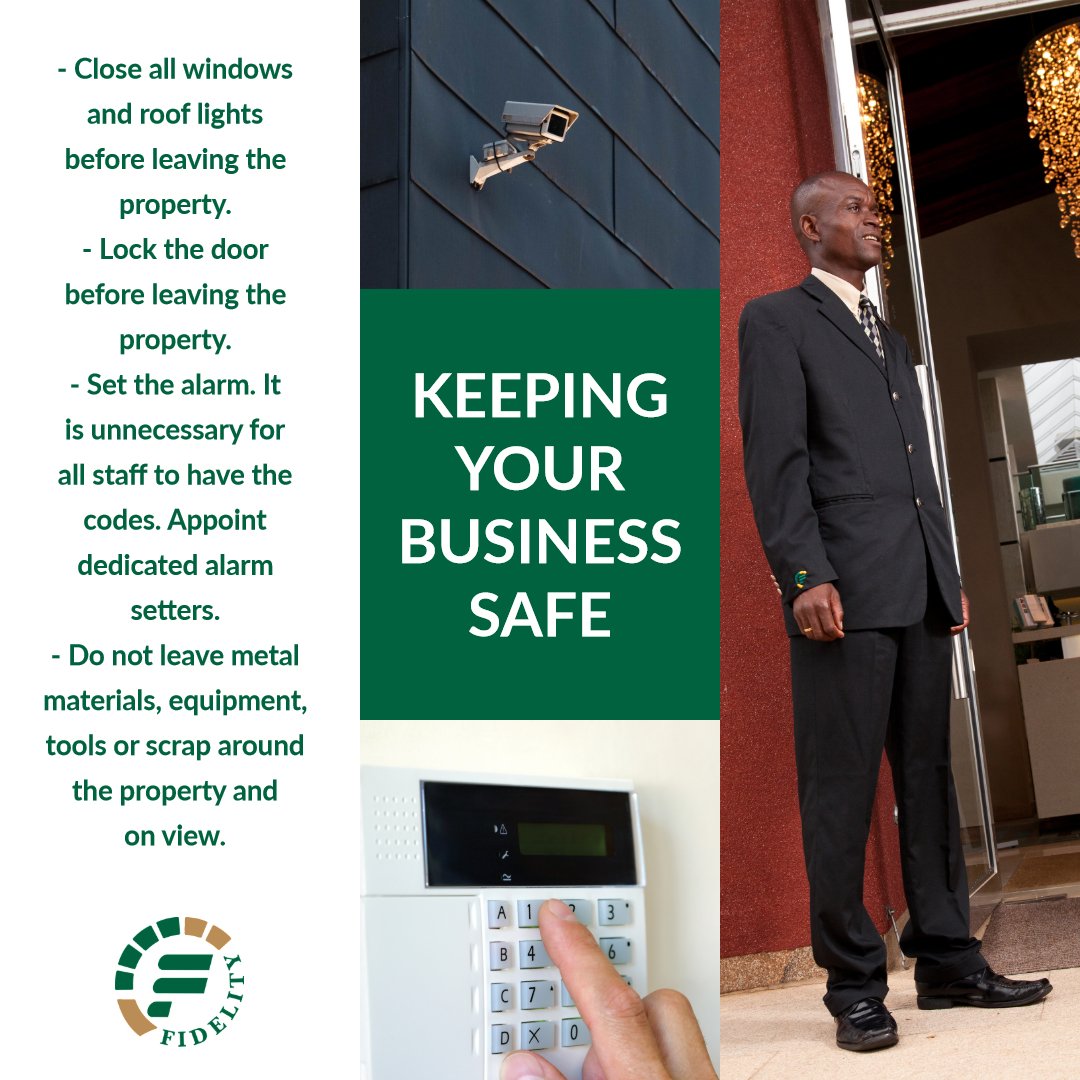 Fidelity_Secure's tweet photo. With @SecurexSA only two weeks away, here are a few business security tips that can help you and your business.
#securex2019 #SecurexSA #businesssecurity #fidelity #fidelityadt https://t.co/ieVW9XSrqh