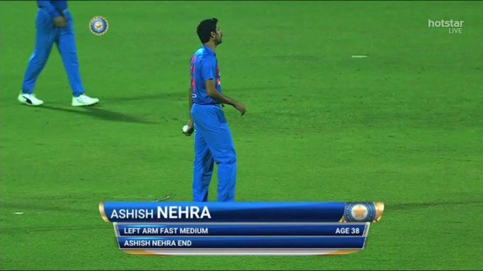 Ashish Nehra is bowling from Ashish Nehra end. Wish you a very happy birthday  