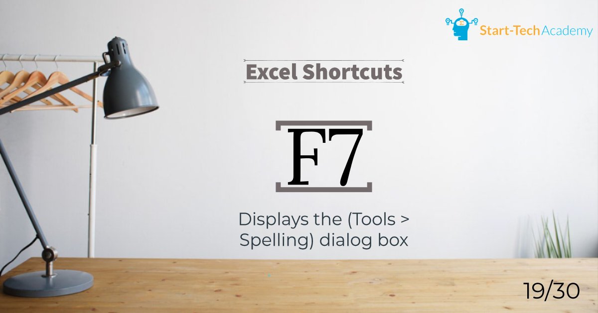 StartTechAcade1's tweet image. 30 Days - 30 Excel shortcuts (DAY 19) 
Learn the most used 30 Excel shortcuts by practicing 1 shortcut a day. To get the complete shortcuts e-book, subscribe to our mailing list at starttechacademy.com #Excel #MicrosoftExcel #ExcelShortcuts #ExcelTips #Ebook #ExcelTricks